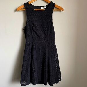 Monteau Women's Black Sleeveless Mini Cocktail Lace Dress Lined Size Large